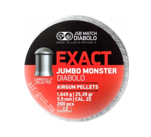 Пули пневматические JSB EXACT Jumbo Monster Diabolo 5,5 мм 1,645 грамма (200 шт.) по низким ценам в магазине Пневмач