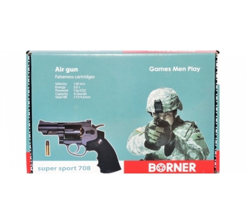 Пневматический револьвер Borner Super Sport 708 (аналог Смита-Вессона 2,5 дюйма) по низким ценам в магазине Пневмач