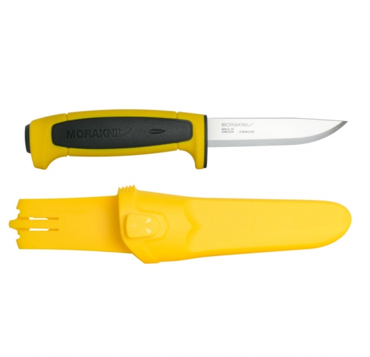 Нож Morakniv Basic 546 нержавеющая сталь, пласт. ручка (желтая) чер. вставка