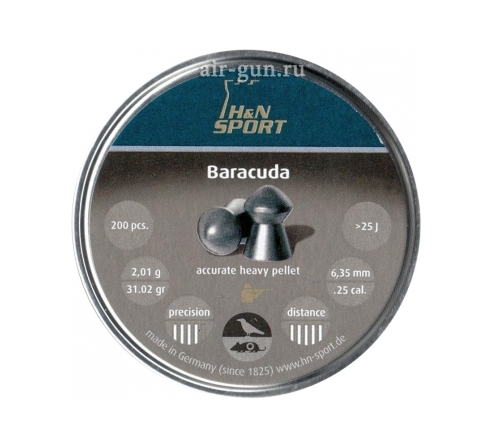 Пули пневматические H&amp;N Baracuda 6,35 мм 2,01 грамма (150 шт.) headsize 6,35 мм по низким ценам в магазине Пневмач
